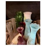 Glass Vases Including Unique Blue Ones