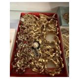 Gold Colored Jewelry With Mother Of Pearl Pendant