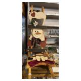 Wooden Snowman Sleds Decor