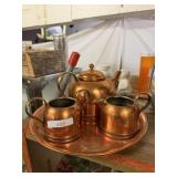 Copper Tea Pot Sugar Bowl And Creamer
