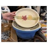 Ceramic Pot With Crack And Maple Leaf Platter