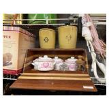 Bread Box Coffee And Sugar Tins Honey Dipper And
