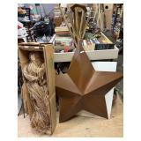 Large Metal Star And Straw Lady