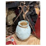 Native American Vase And Metal Decorative Holder