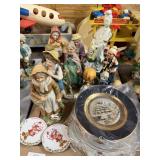 People Figurines Porcelain Decor And Gold Plate Pl