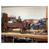 Wooden Horse Drawn Wagon With Plastic Horses