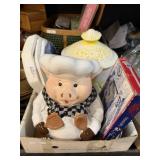 Pig Chef And Mushroom Cookie Jars With Collectors
