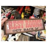 Restrooms Outback Wooden Sign