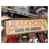 Saloon Closed For Hangings Wooden Sign