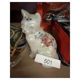 Fenton Hand Painted By C Smith Glass Cat Signed