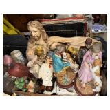 Porcelain Woman With Dog Figurines Animal