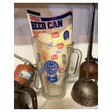 Pabst Blue Ribbon Glass Pitcher And Beer Can