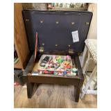 Sewing Supplies In Wooden Stool Cabinet