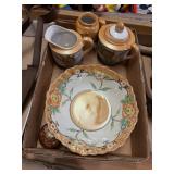 Porcelain Iridescent Sugar Bowl Creamer And Bowl