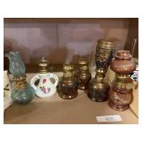 Miniature Oil Lamps Glass And Porcelain