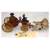 Cast Iron Horse-Drawn Fire Wagon