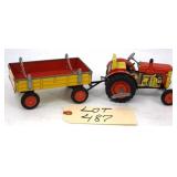 Schylling Tin Litho WindUp Zetor Tractor & Trailer