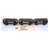 3 Cast Iron Toy Passenger Train Cars