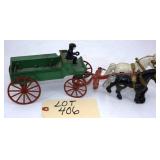 Cast Iron Horse-Drawn Cart and Driver