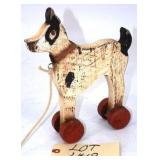 Primitive Wooden Dog Pull Toy