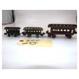 3 Cast Iron Trolley / Passenger Cars