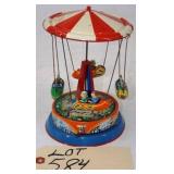 Bloomer & Schuler Tin Litho Wind-Up Carousel