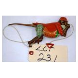 Tin Litho Climbing Monkey Pull String Toy