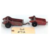 (2) Hubley Die Cast Manure Spreaders