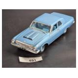 Blue Scale Model Car with Hood Scoop
