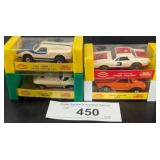 4 Rare Aurora Model Motoring Slot Cars (mint)