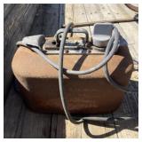 Metal gas tank, trolling motor, and fish finder
