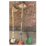 2 gas powered weed eaters and electric blower