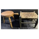 2 small wooden stools