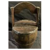 Antique water bucket and other wooden bucket