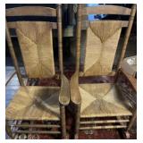 2 wooden rocking chairs