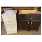 2 drawer file cabinet and wooden cabinet