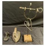 Shoe horn, iron, and puzzle