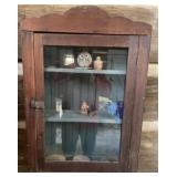 Hanging display case and mirror