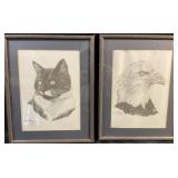 2 framed drawings