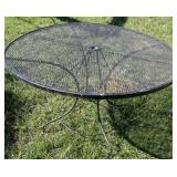 Metal outdoor table, metal frame, and chainlink