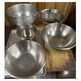 Assortment of stainless steel bowls and colanders