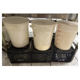 Milk crates and 22 quart plastic containers