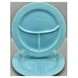 (2) Fiestaware Turquoise Divided Grill Plates