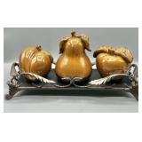 Cermaic Fruits w/Metal Display Tray