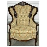Victorian Carved Fiddleback Chair - SEE DESC