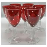(7) Rhinestone Encrusted Stemmed Red Glasses