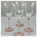 (4) Vintage Pink Fluted Glasses