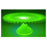 Fenton Hobnail Custard Vaesline Uranium Cake Stand