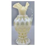 Fenton French Opalescent Coin Dot Handled Vase