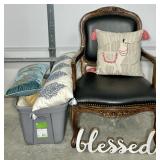Arm Chair, Pillows and Misc Decor